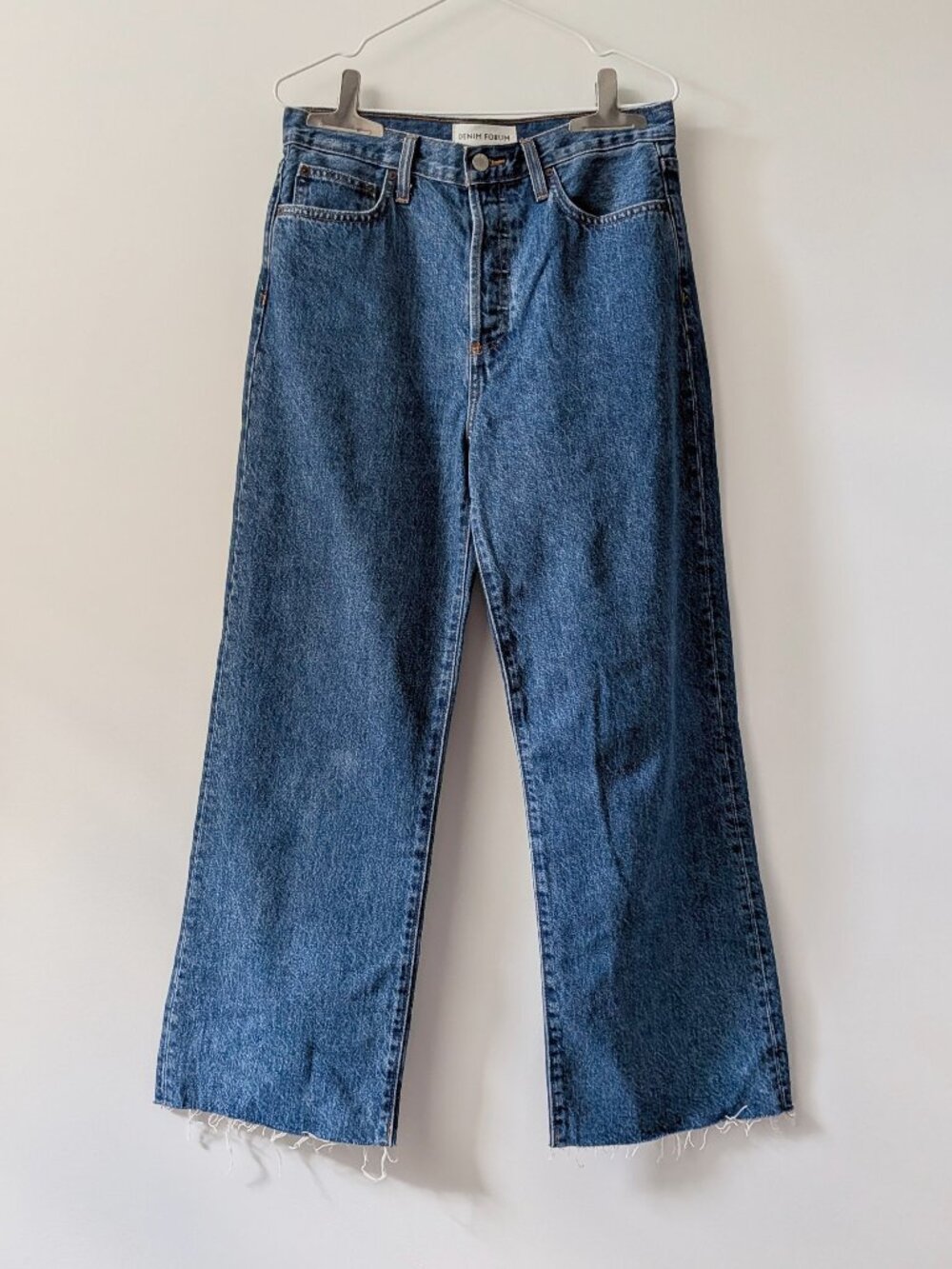 Aritzia Denim Forum Farrah Wide-Leg Ankle High-Rise Jeans in Medium Blue